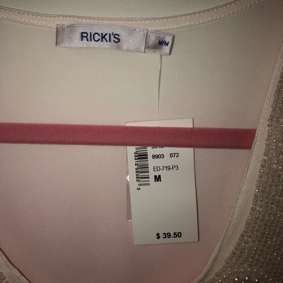 New Ricki’s Pink Medium Beaded Tank Women’s Ladies - Picture 4 of 5